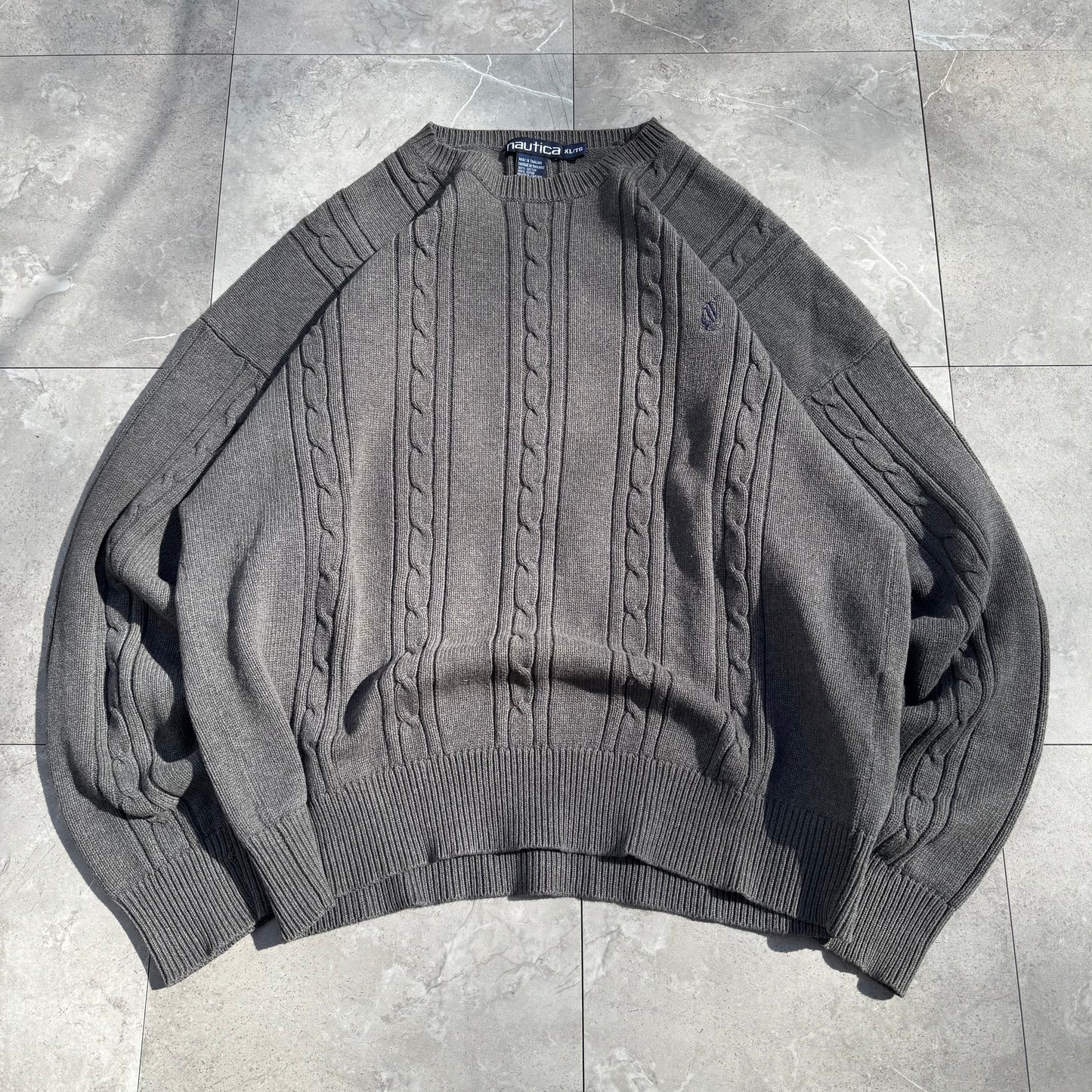 90s Nautica Gray Cable Knit Sweater KiiChain Clothing