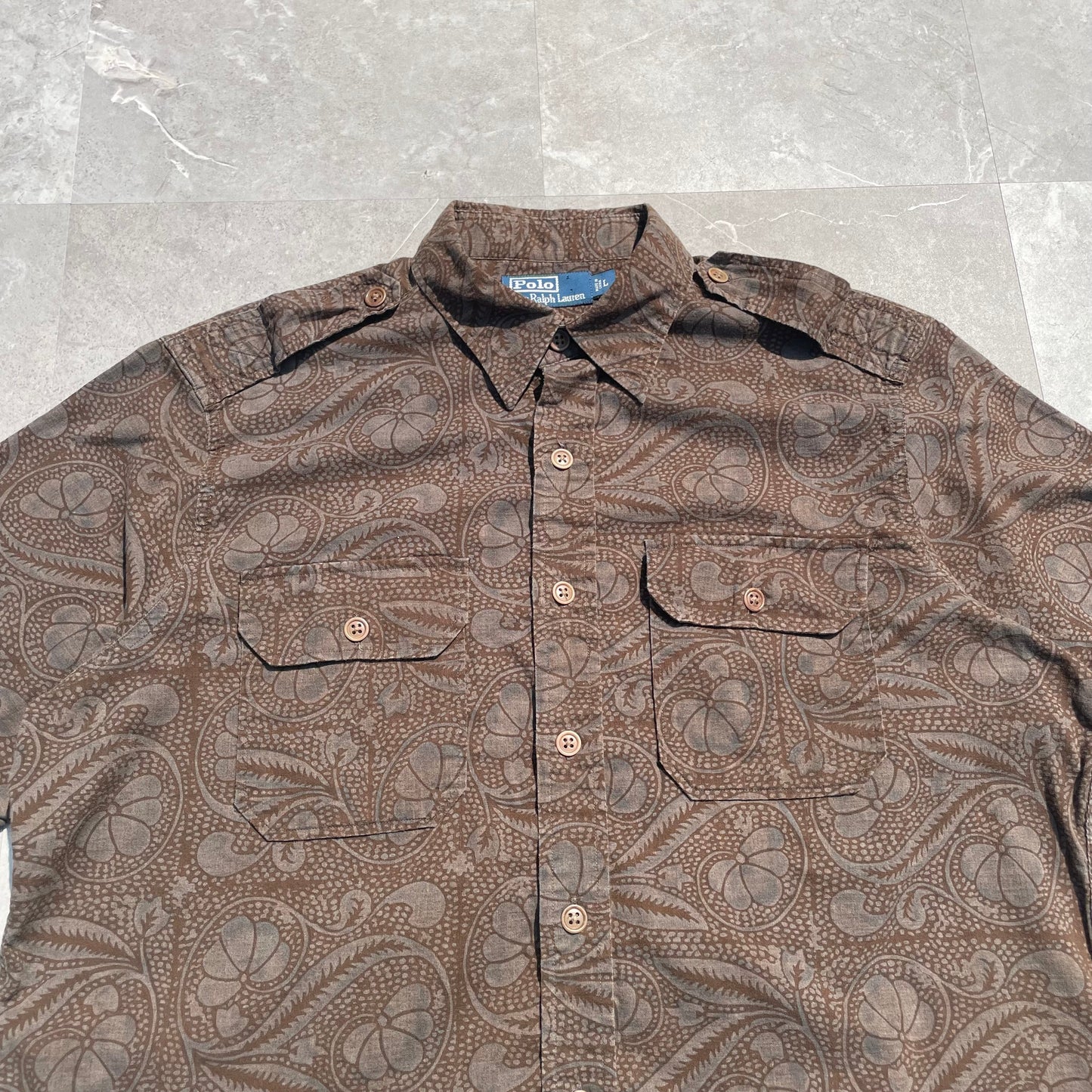 90s Ralph Lauren Military Style Paisley Shirt KiiChain Clothing