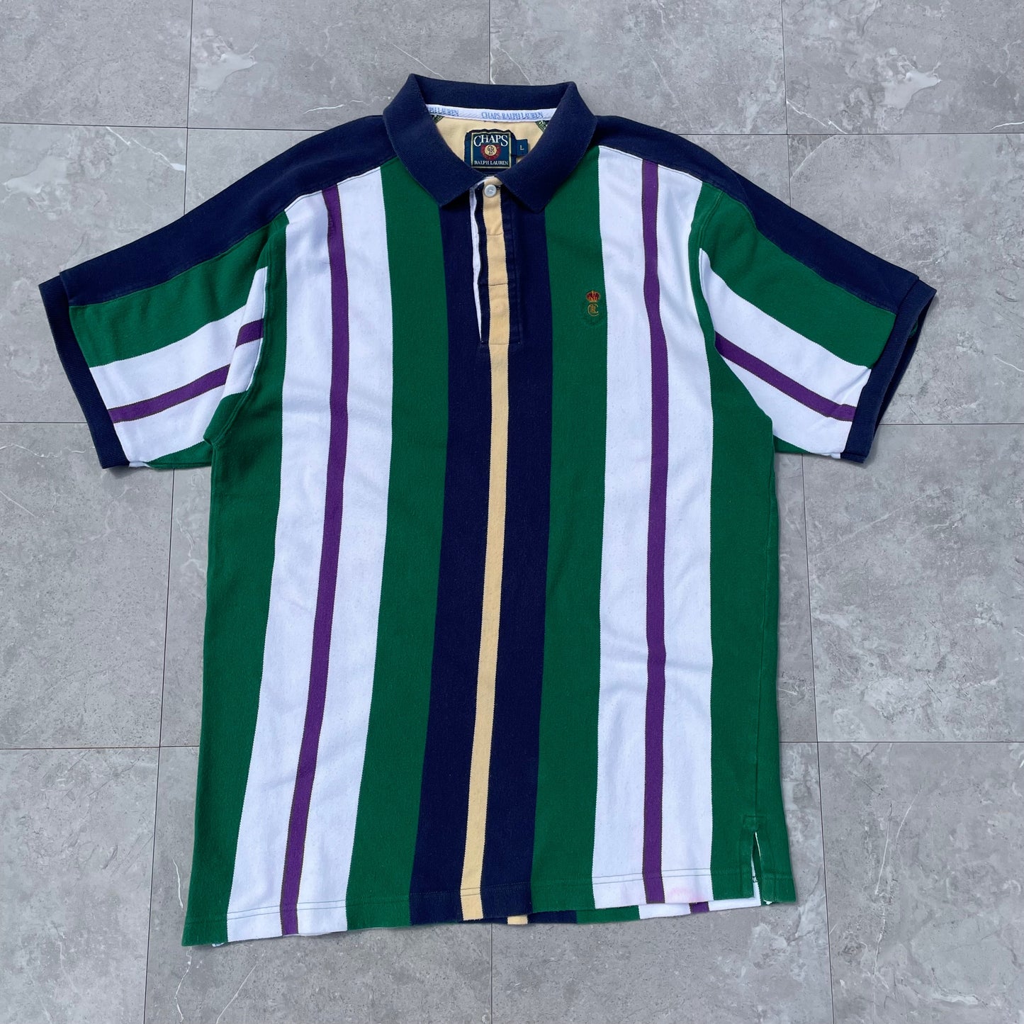 80s Chaps Ralph Lauren Striped Polo Shirt KiiChain Clothing