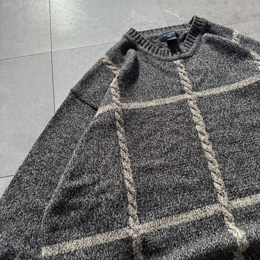 90s-00s Dockers Gray/Beige Checkered Cotton Knit KiiChain Clothing