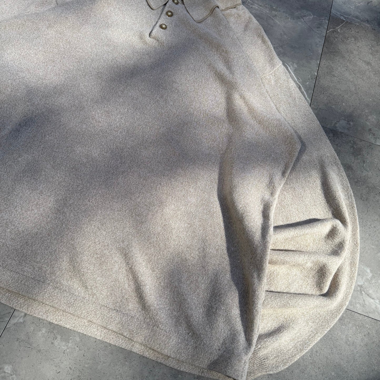 90s-00s Geoffrey Beene Ramie Cotton Cream Knit Polo KiiChain Clothing