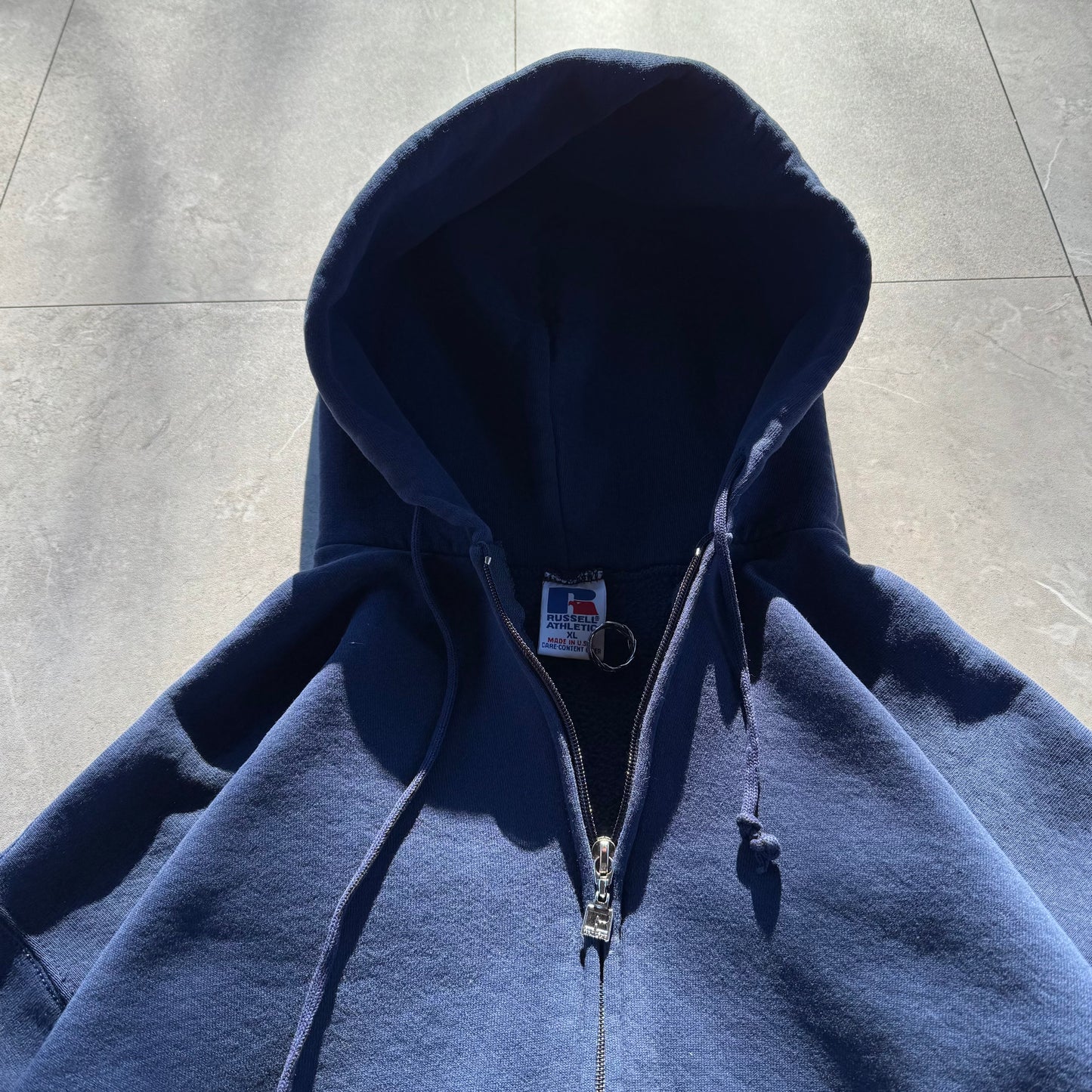 90s Russell Athletic Made in USA Navy Zip-Up Hoodie KiiChain Clothing