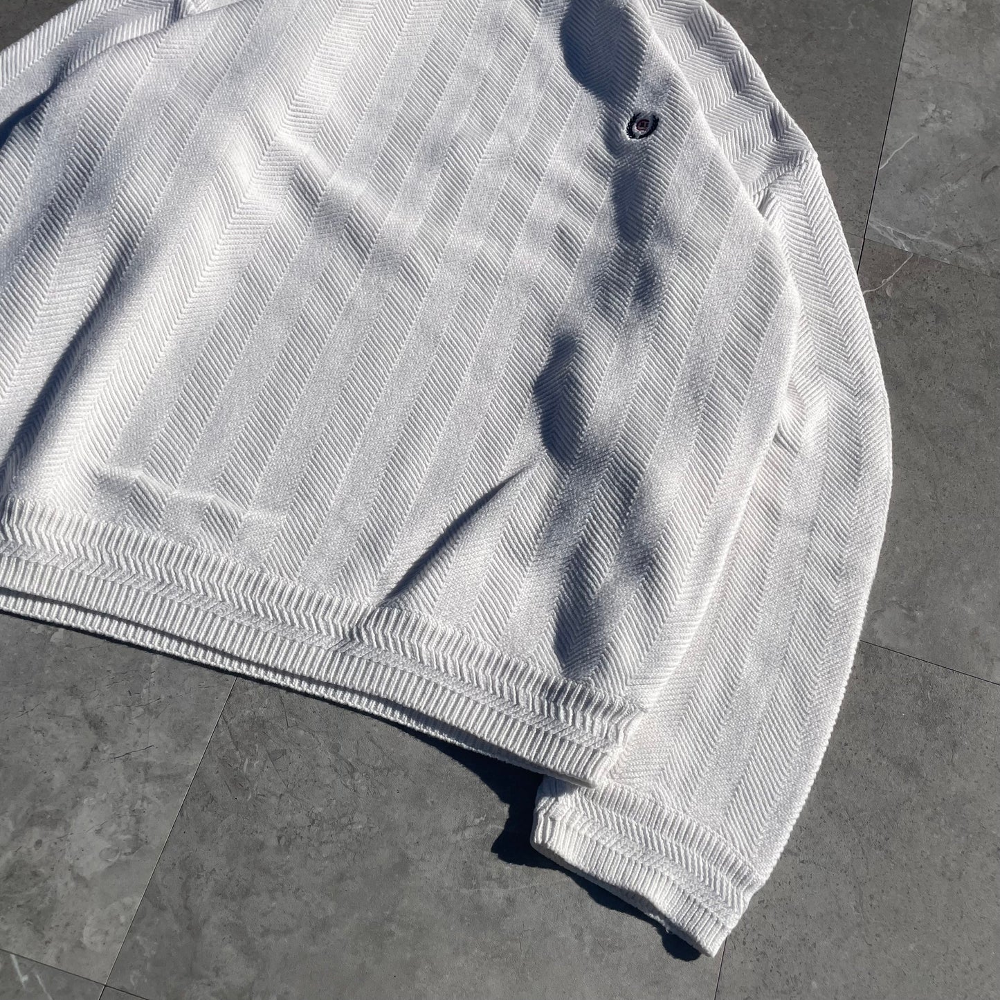 90s Chaps Ralph Lauren Hand Framed Heavyweight White Textured Knit KiiChain Clothing