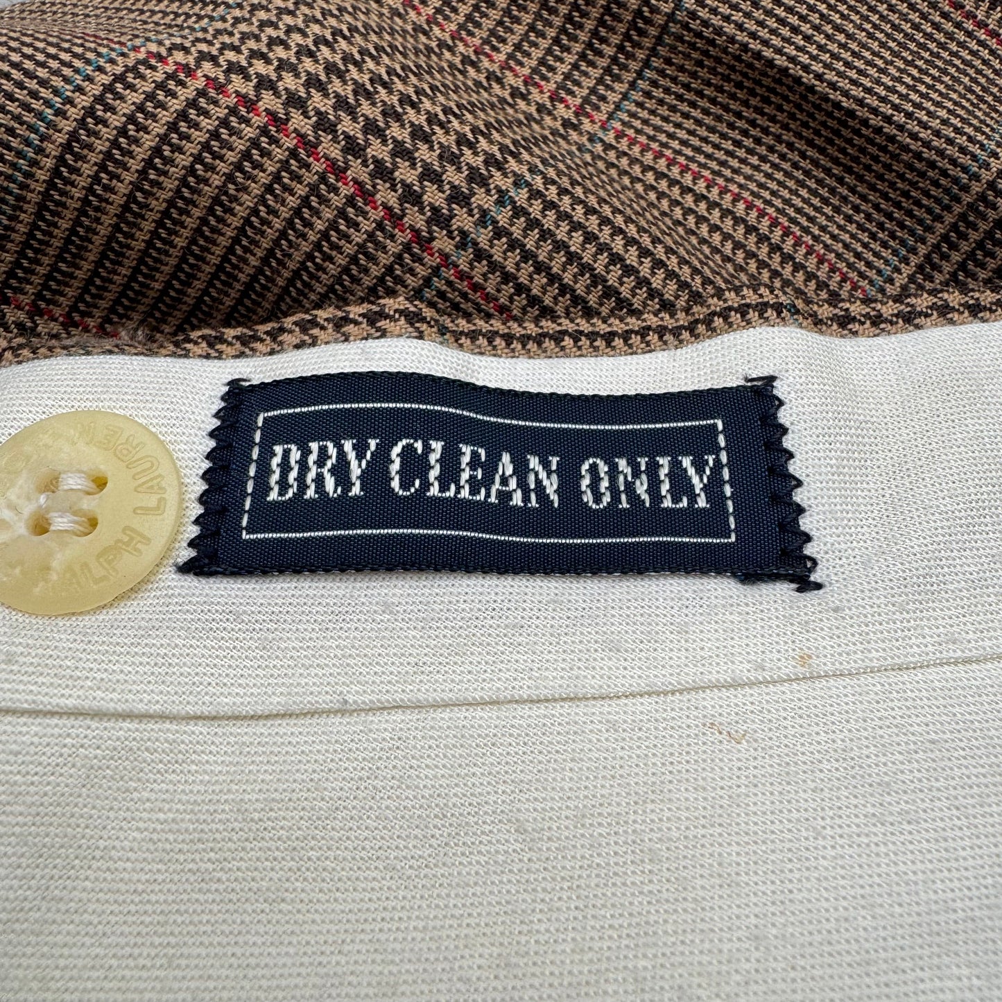 80s-90s Polo by Ralph Lauren Made in USA from Imported Fabric Brown Houndstooth Pleated Checkered Slacks KiiChain Clothing