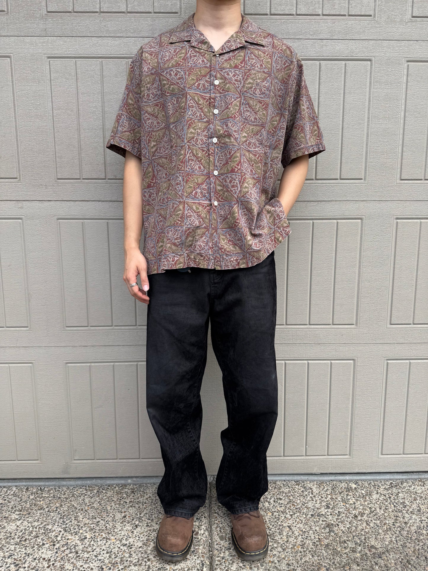 90s-00s Ralph Lauren Caldwell Bird Graphic Paisley Cotton Short Sleeve Shirt KiiChain Clothing