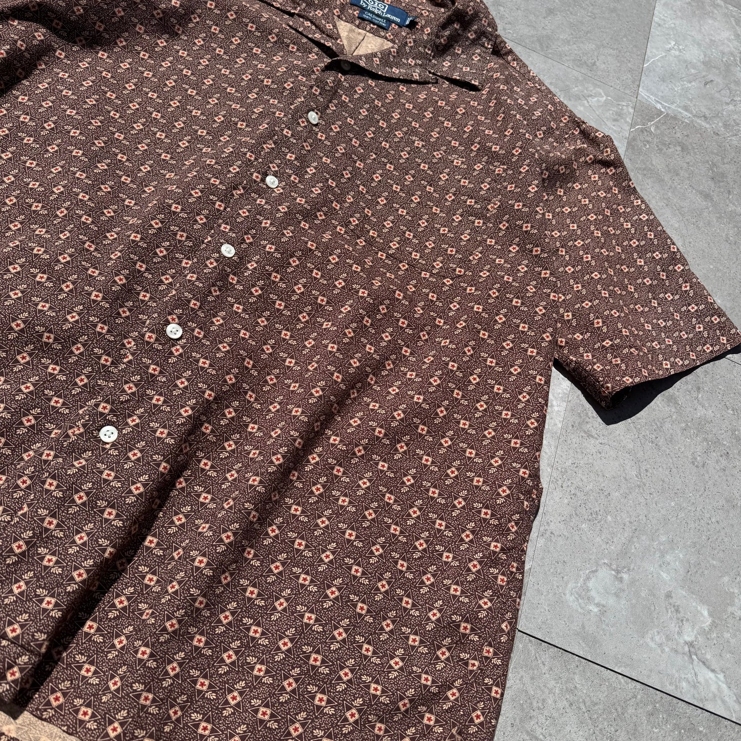 90s-00s Ralph Lauren Caldwell Brown Open Collar Shirt KiiChain Clothing