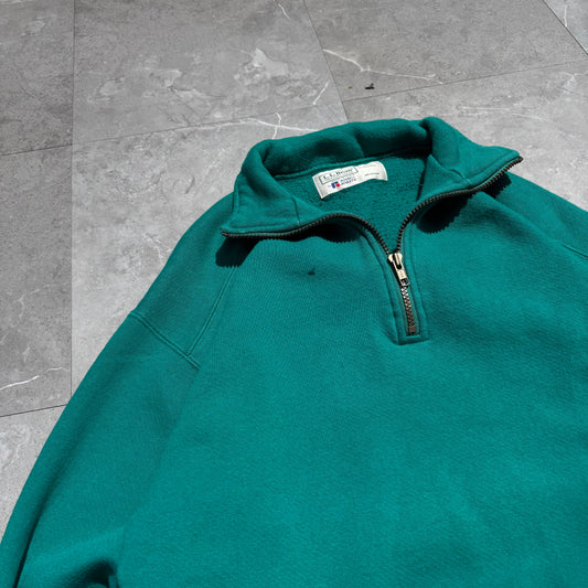 90s L.L. Bean by Russell Made in USA Half-Zip Green Sweatshirt KiiChain Clothing