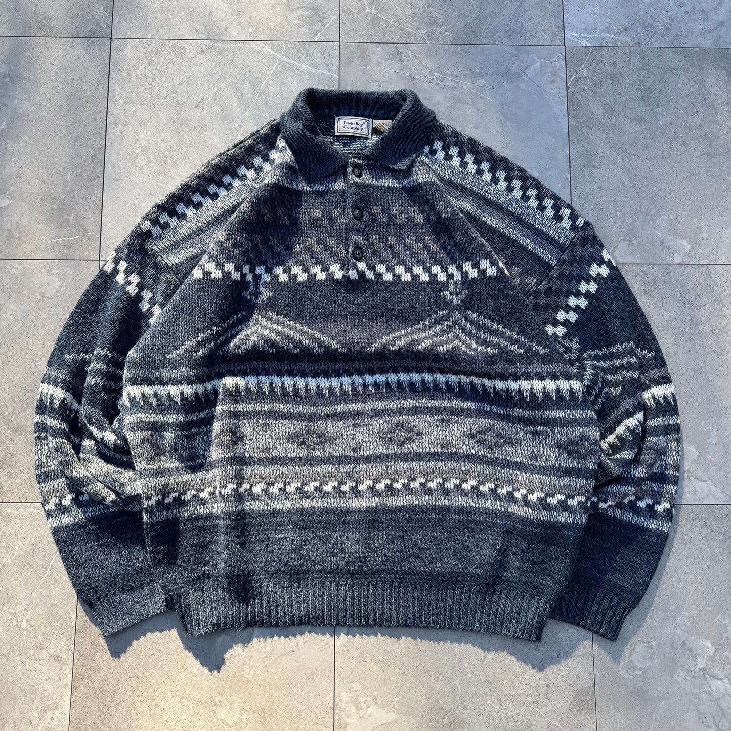 90s Bugle Boy Company Acrylic Design Knit Polo KiiChain Clothing
