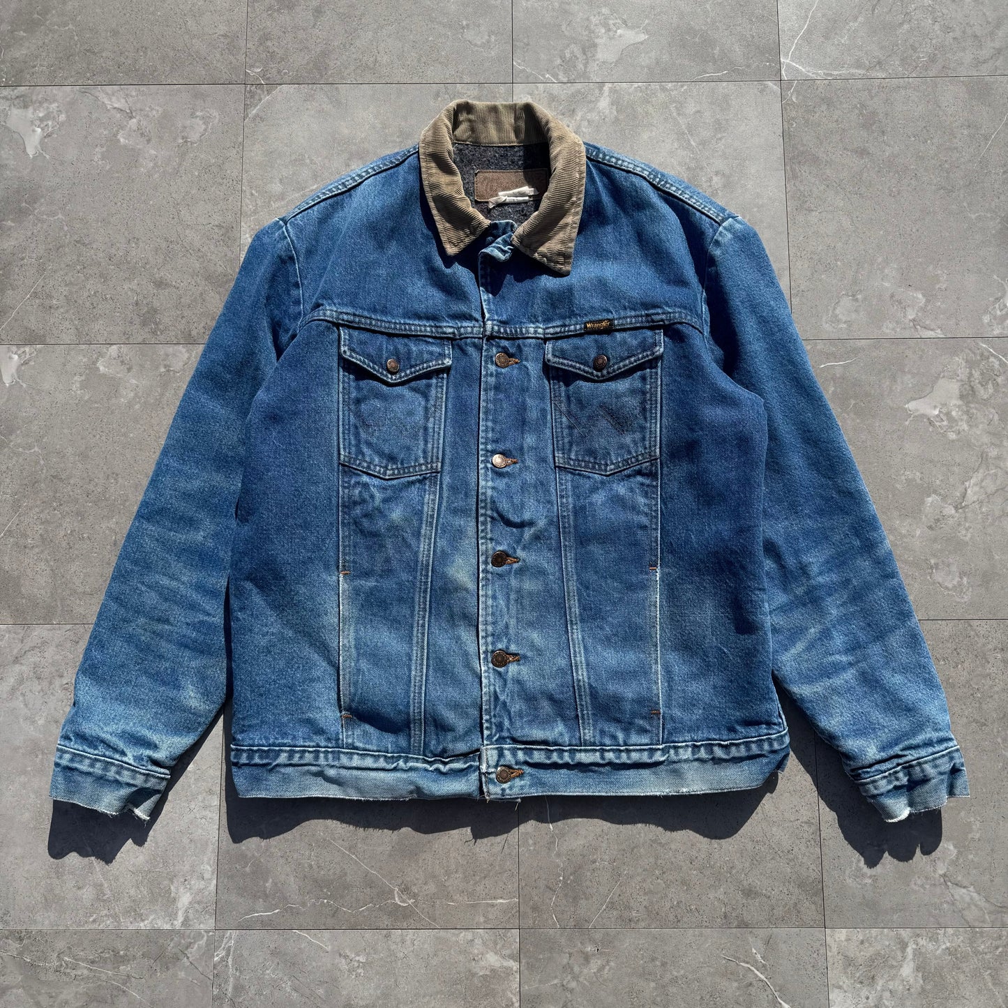 80s Wrangler Carpet-Lined Corduroy Collar Denim Jacket KiiChain Clothing