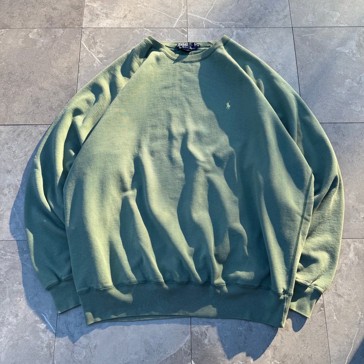 80s-90s Ralph Lauren Green Sun Faded Sweatshirt KiiChain Clothing
