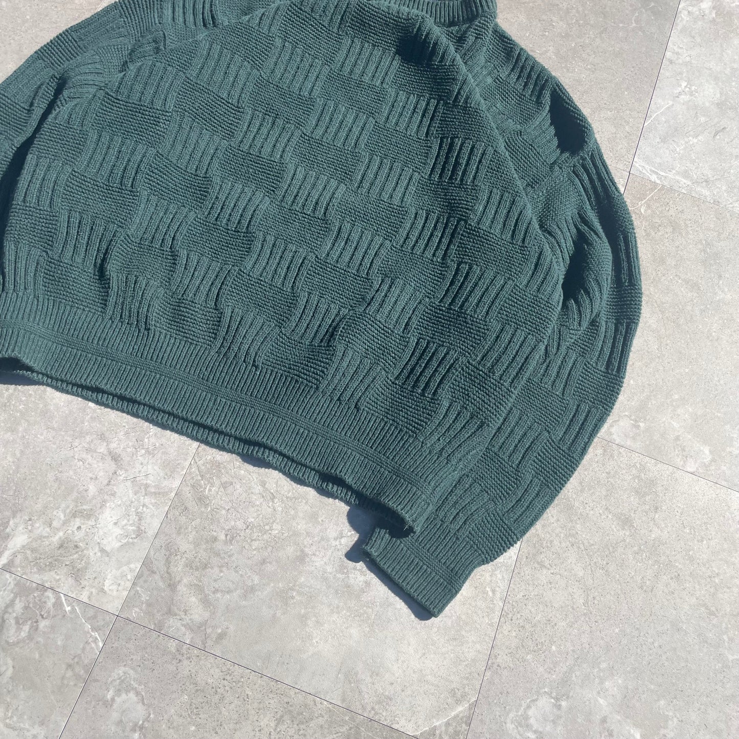 90s-00s Van Heusen Made in USA Green Textured Knit KiiChain Clothing