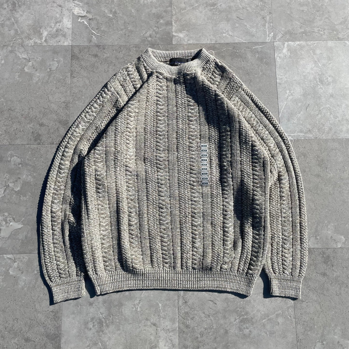 90s Bill Blass Made in USA Deadstock Gray/Beige Textured Knit KiiChain Clothing