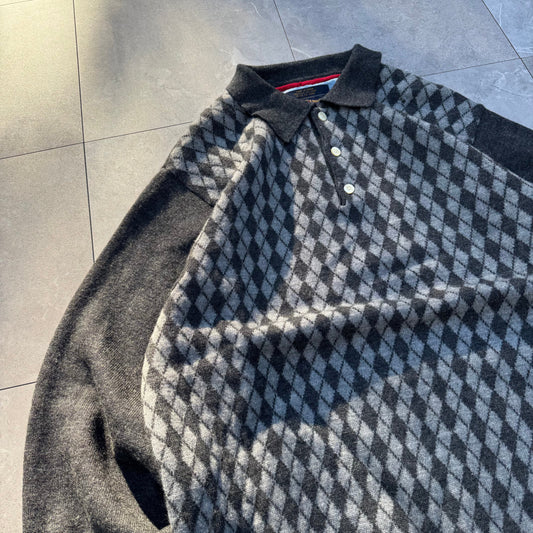 90s Tommy Hilfiger Wool-Blend Design Knit Polo KiiChain Clothing