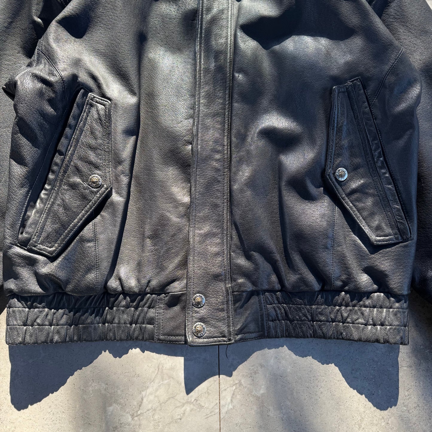 90s-00s St. John's Bay Black Leather Jacket KiiChain Clothing