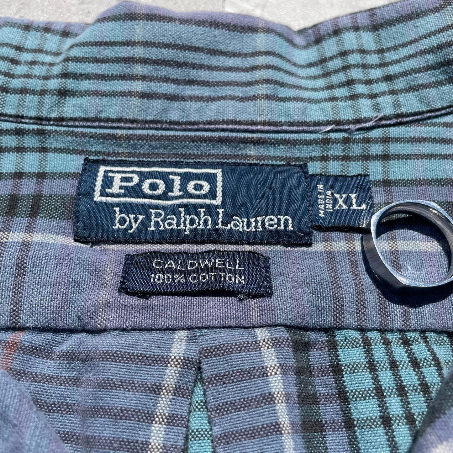 90s Ralph Lauren Caldwell Blue Checkered Hawaiian Shirt KiiChain Clothing