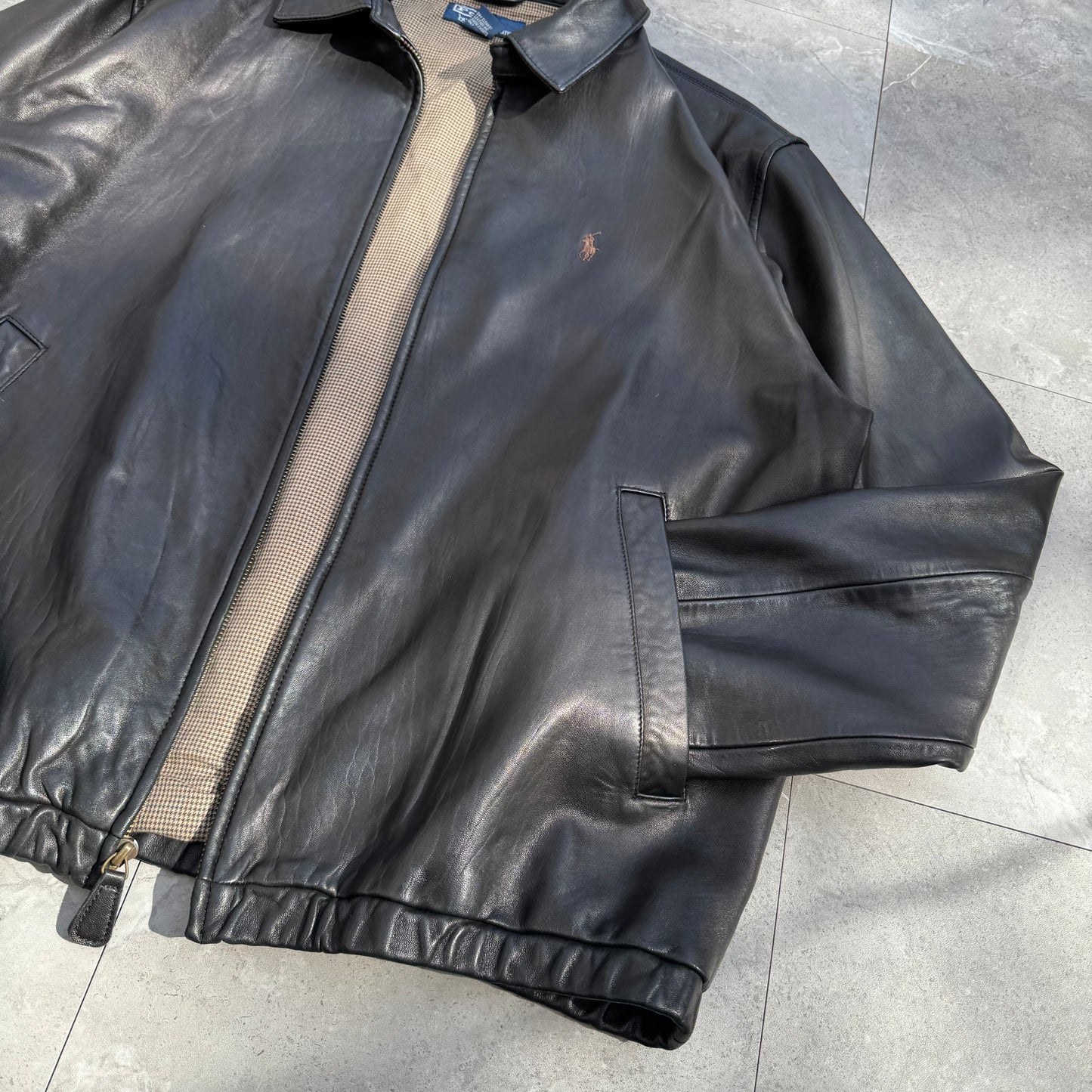 90s Polo by Ralph Lauren Black Leather Jacket KiiChain Clothing