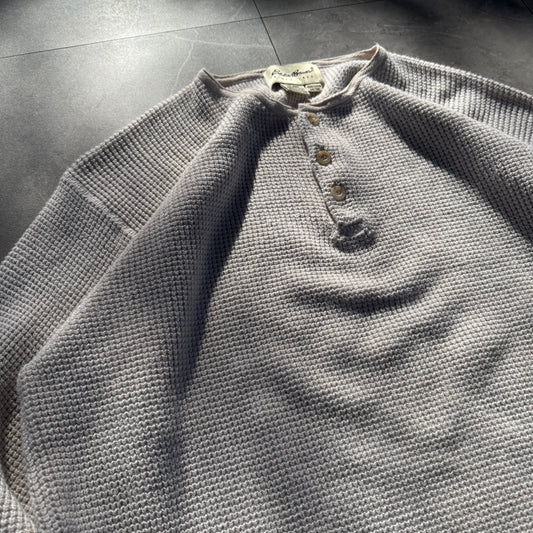 90s-00s Eddie Bauer Waffle Knit Thermal Henley KiiChain Clothing