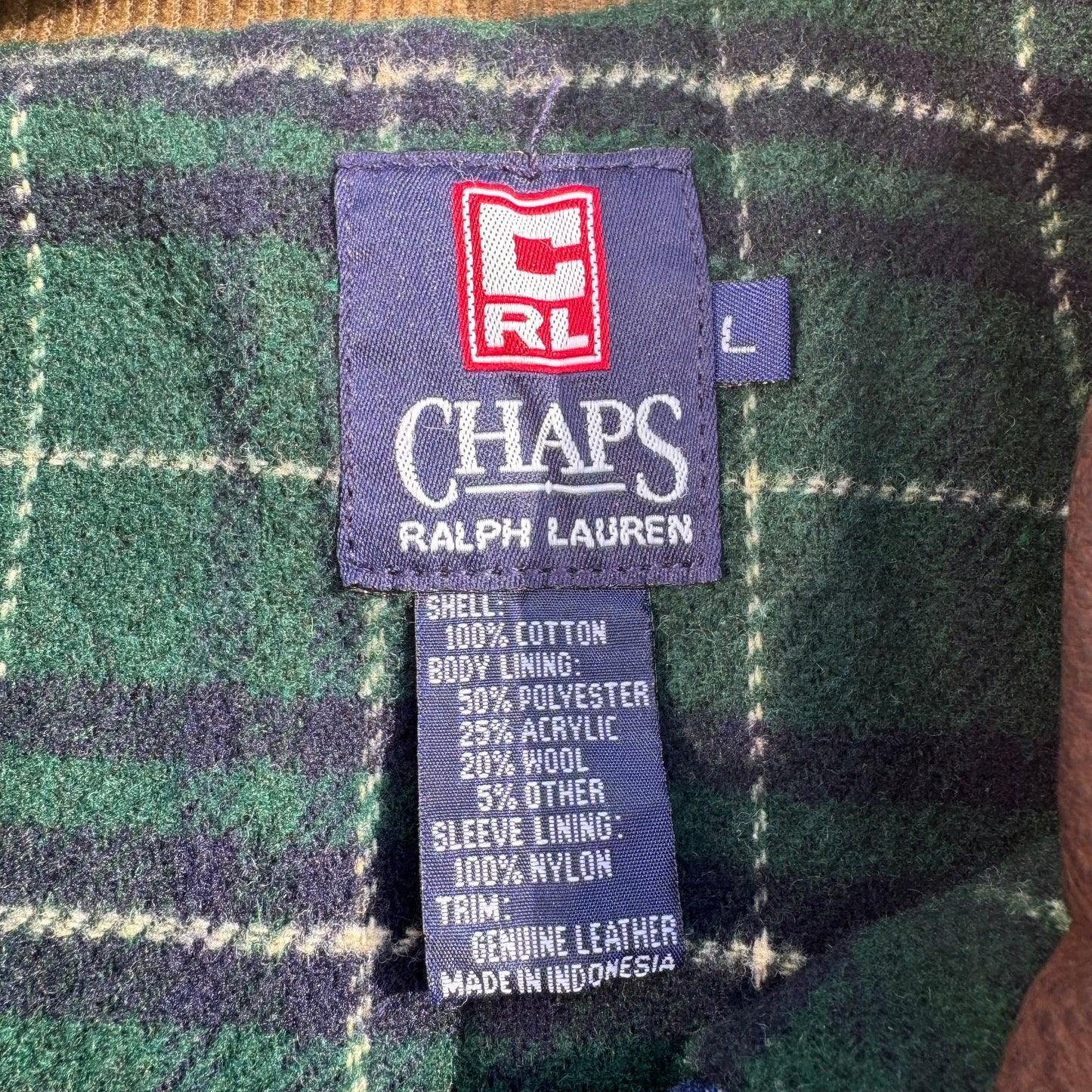 90s Chaps Ralph Lauren Leather Collar Flannel-Lined Denim Jacket