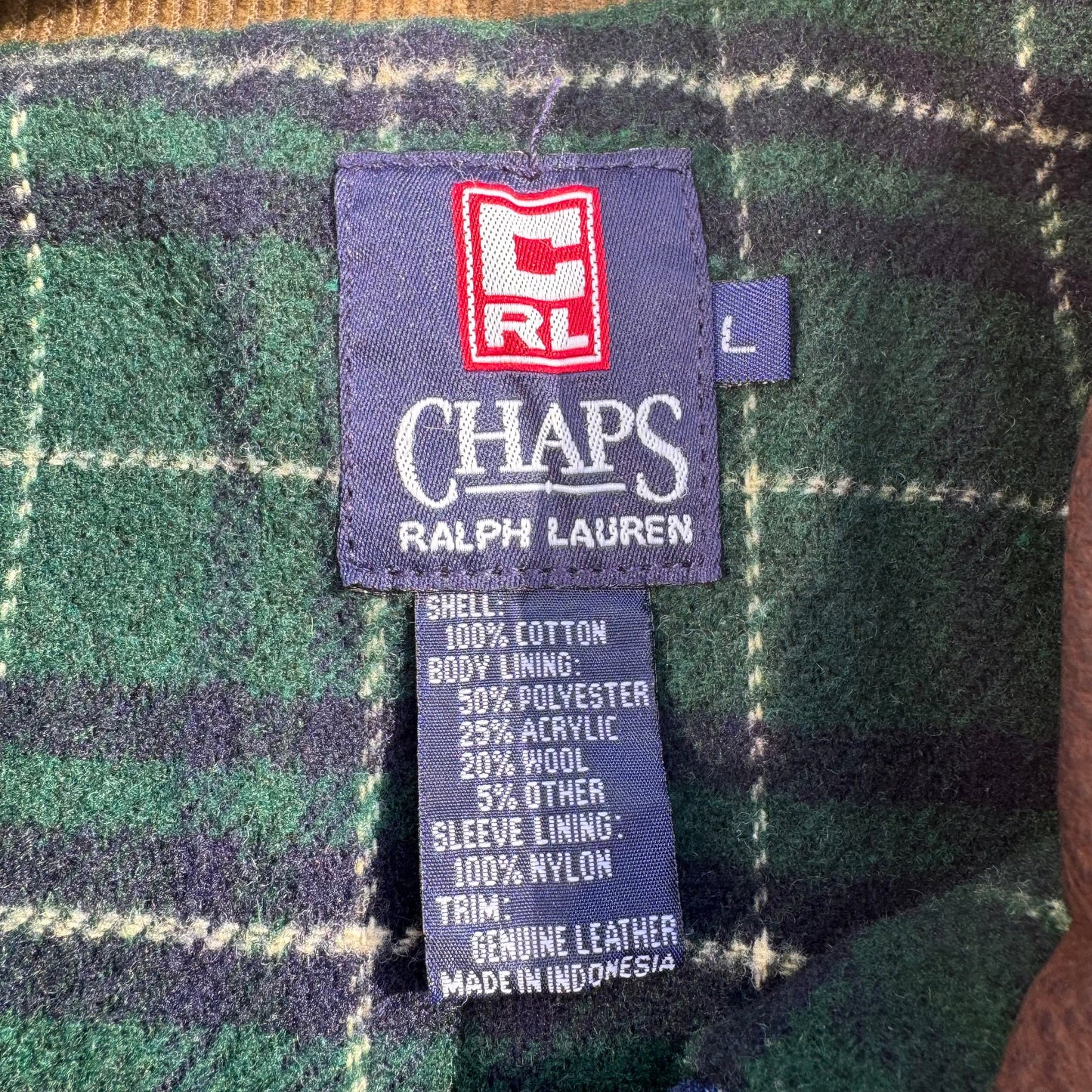 90s Chaps Ralph Lauren Leather Collar Flannel-Lined Denim Jacket KiiChain Clothing