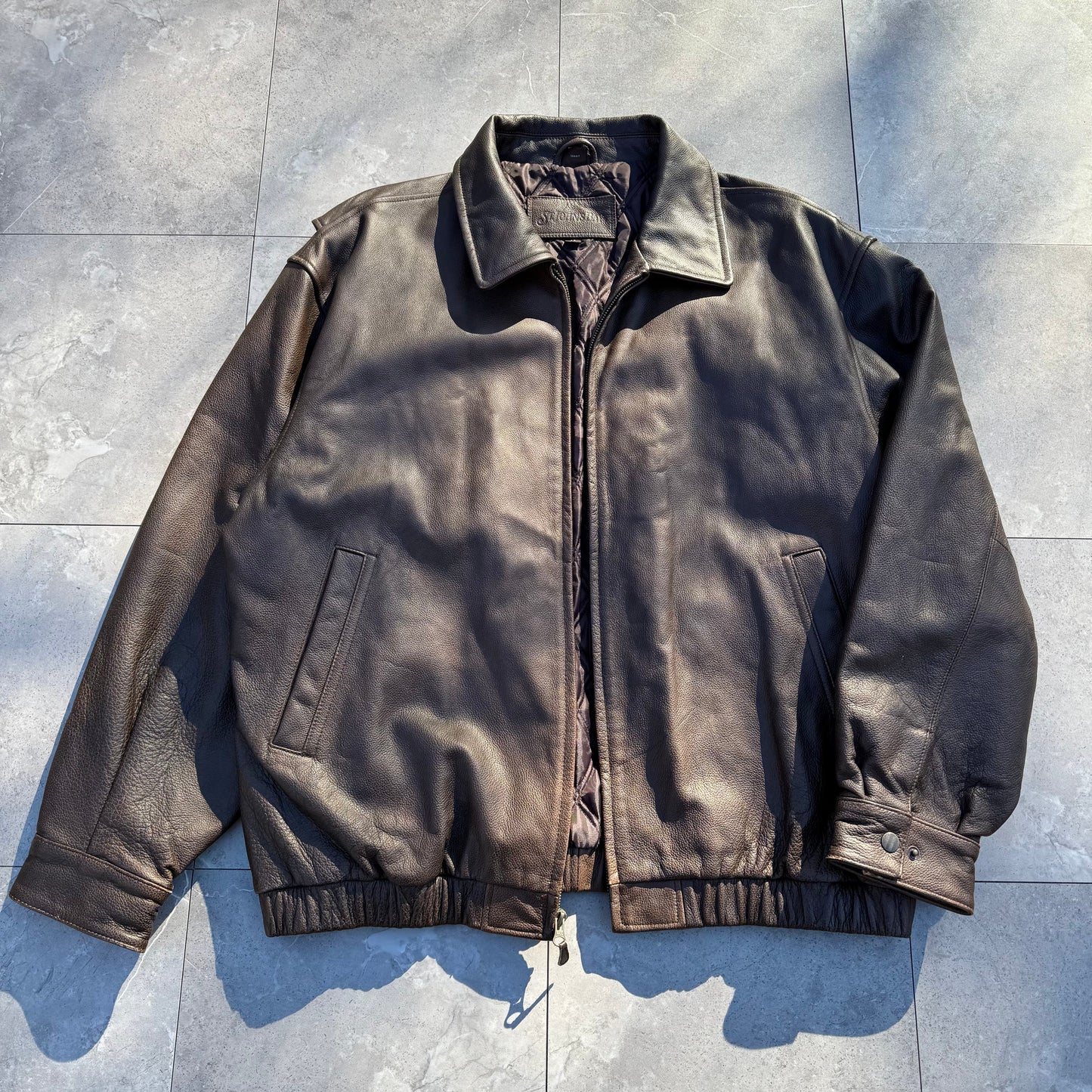 90s-00s St. John's Bay Brown Leather Jacket KiiChain Clothing