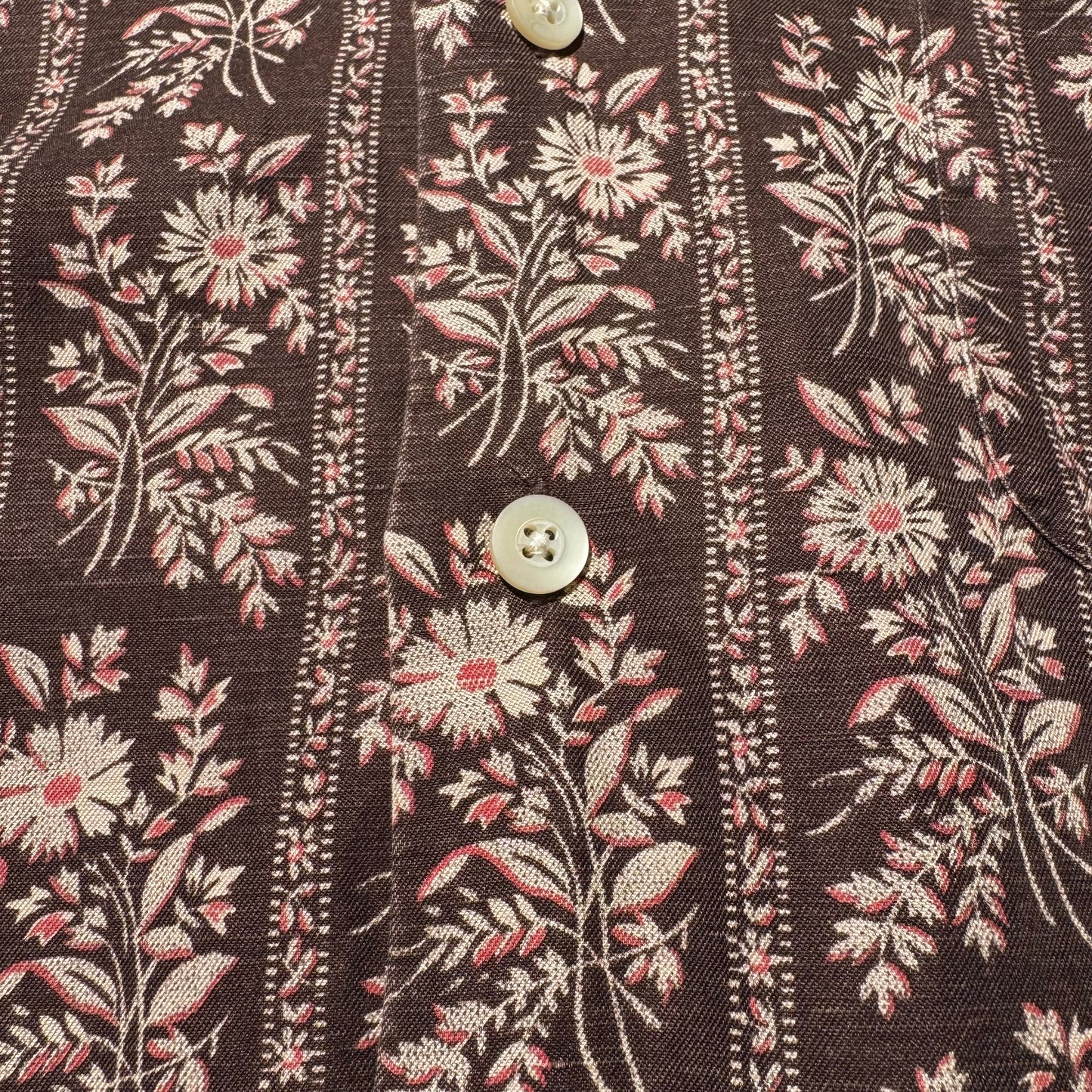 90s-00s Ralph Lauren Caldwell Silk x Linen Brown Floral Open Collar Shirt KiiChain Clothing