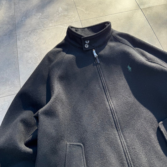 90s-00s Polo by Ralph Lauren Black Wool Harrington Jacket KiiChain Clothing