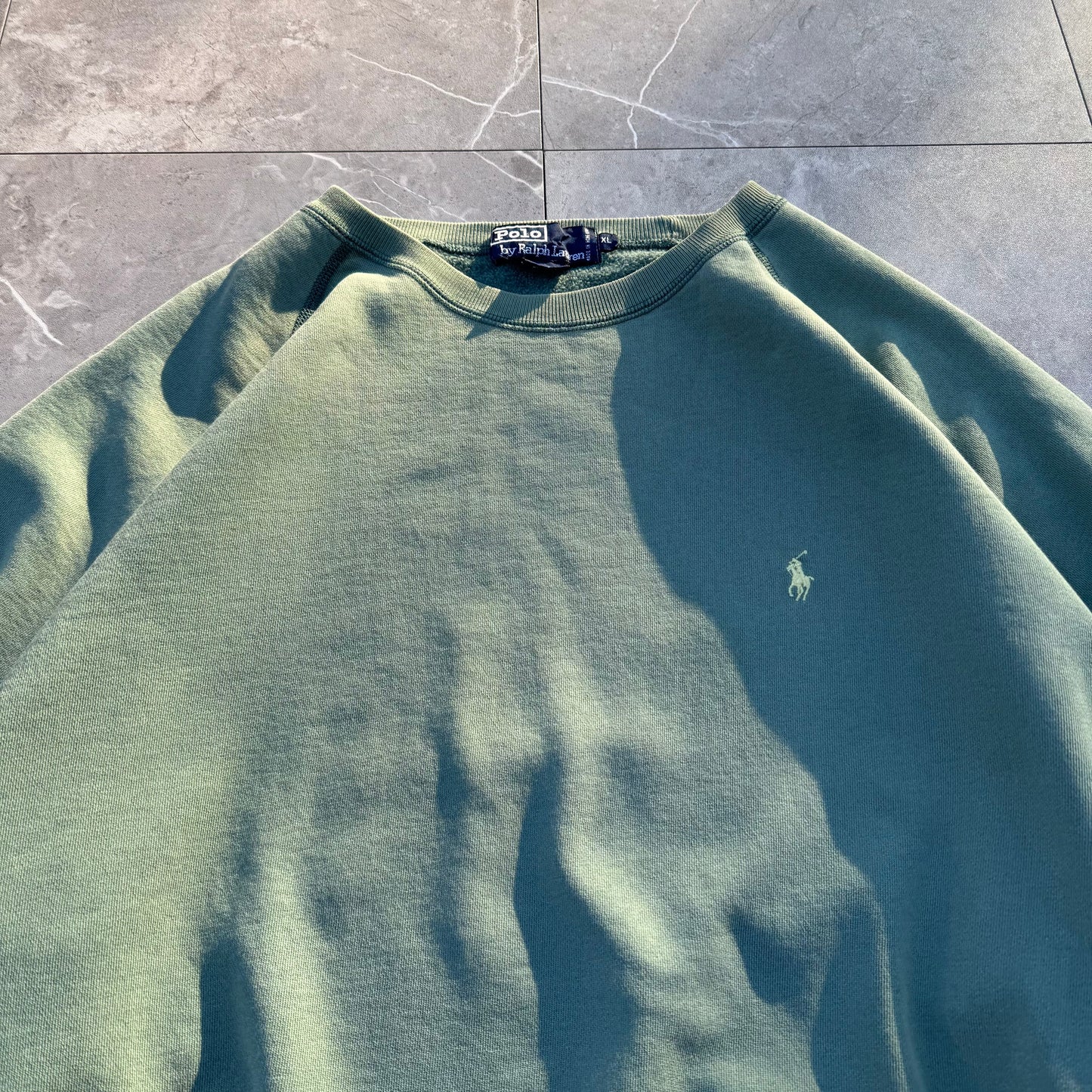80s-90s Ralph Lauren Green Sun Faded Sweatshirt KiiChain Clothing