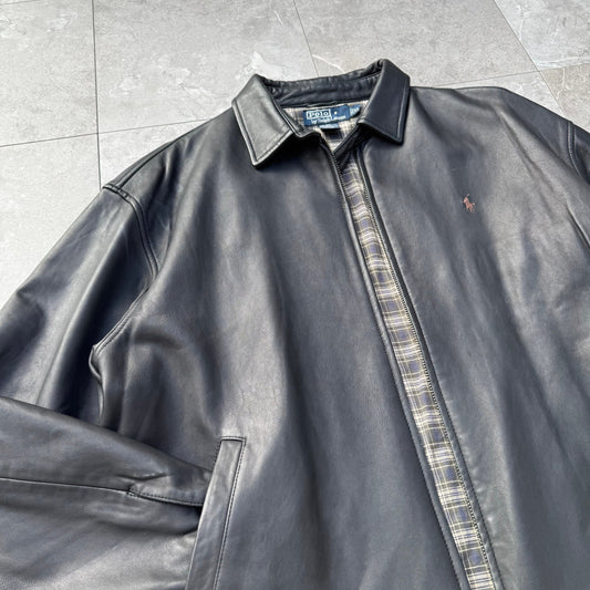 Ralph Lauren Black Leather Jacket KiiChain Clothing