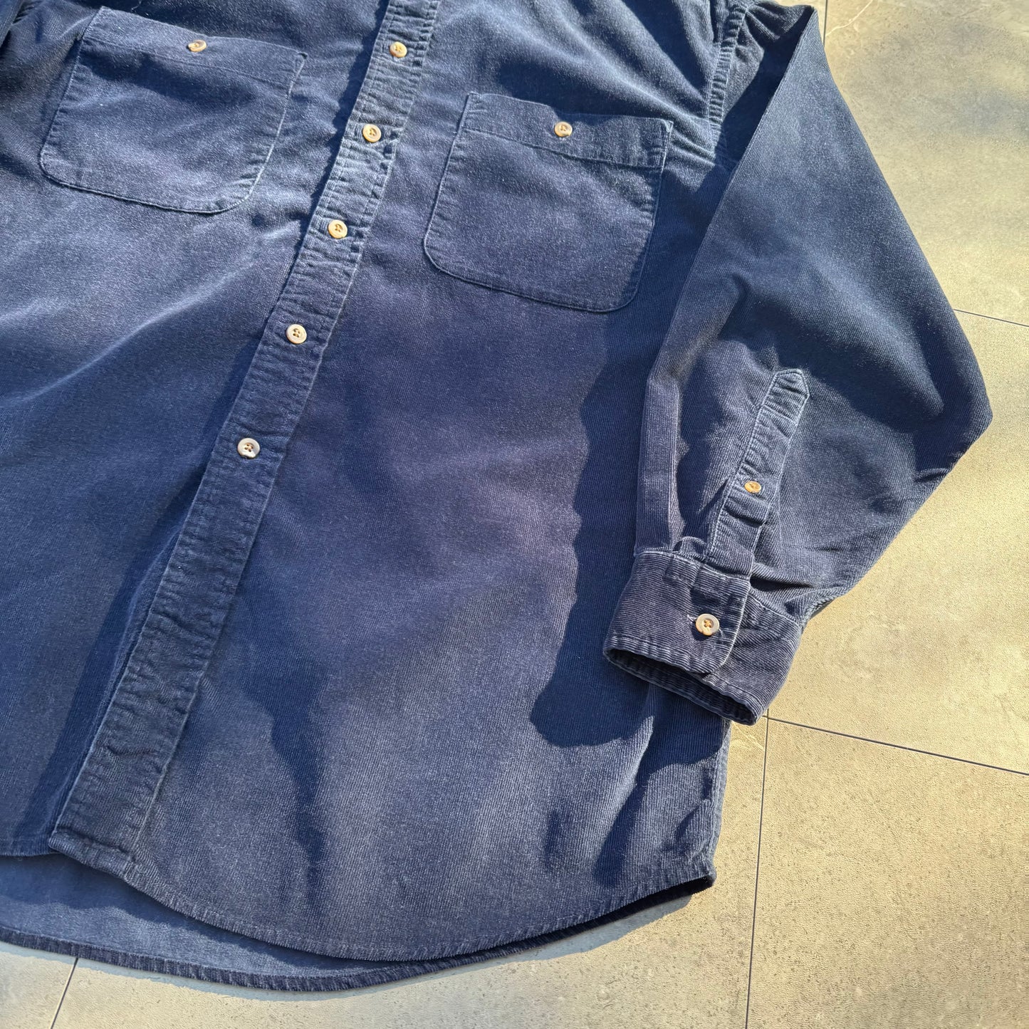 90s Lands' End Navy Corduroy Button Down Shirt