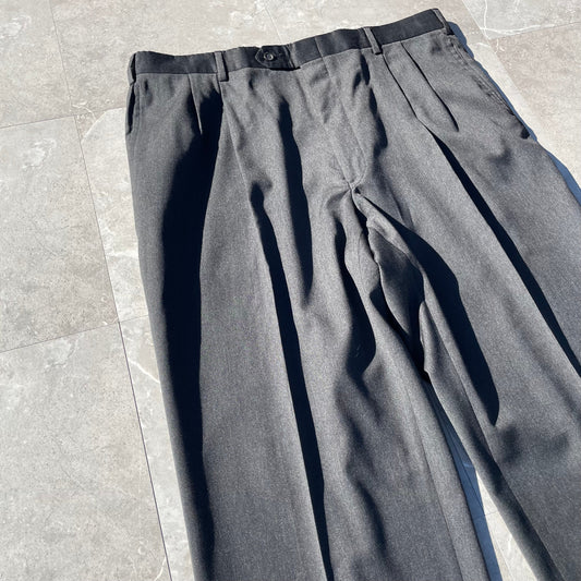 70s-80s Jos.A.Bank Made in USA Two-Tuck Wide Leg Pleated Pure Wool Slacks KiiChain Clothing