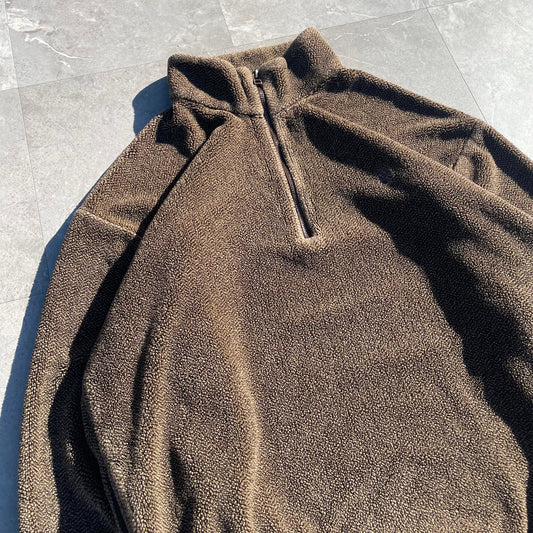 90s Nautica Made in USA Brown Fleece Half-Zip Pullover KiiChain Clothing