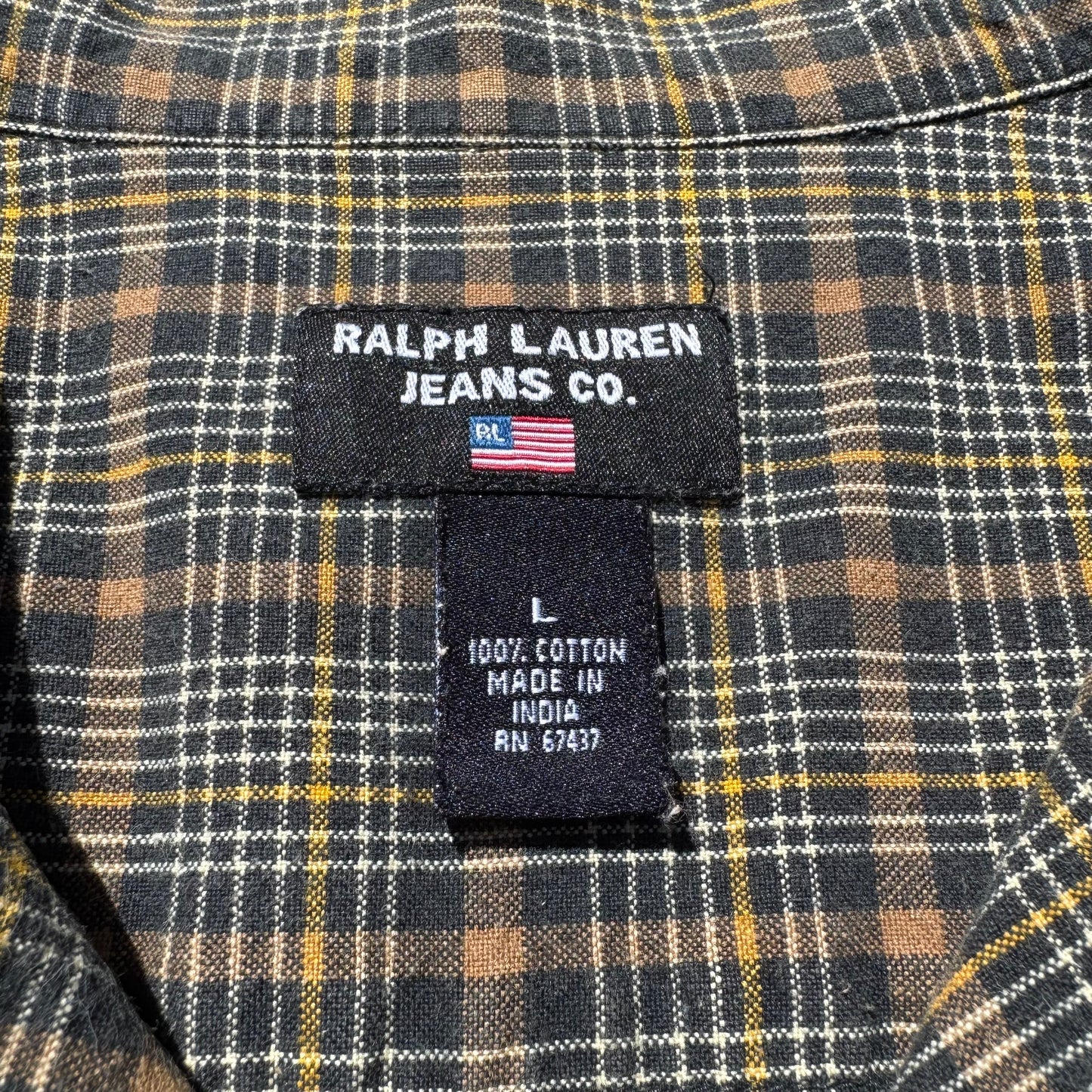 90s-00s Ralph Lauren Jeans Co Checkered Cotton Open Collar Shirt KiiChain Clothing