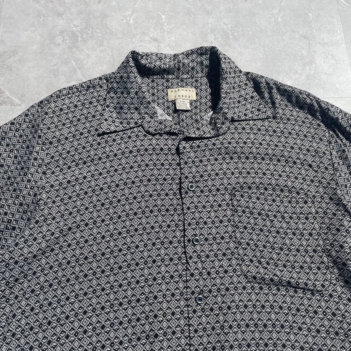 90s Natural Issue Black Pattern Short Sleeve Shirt KiiChain Clothing