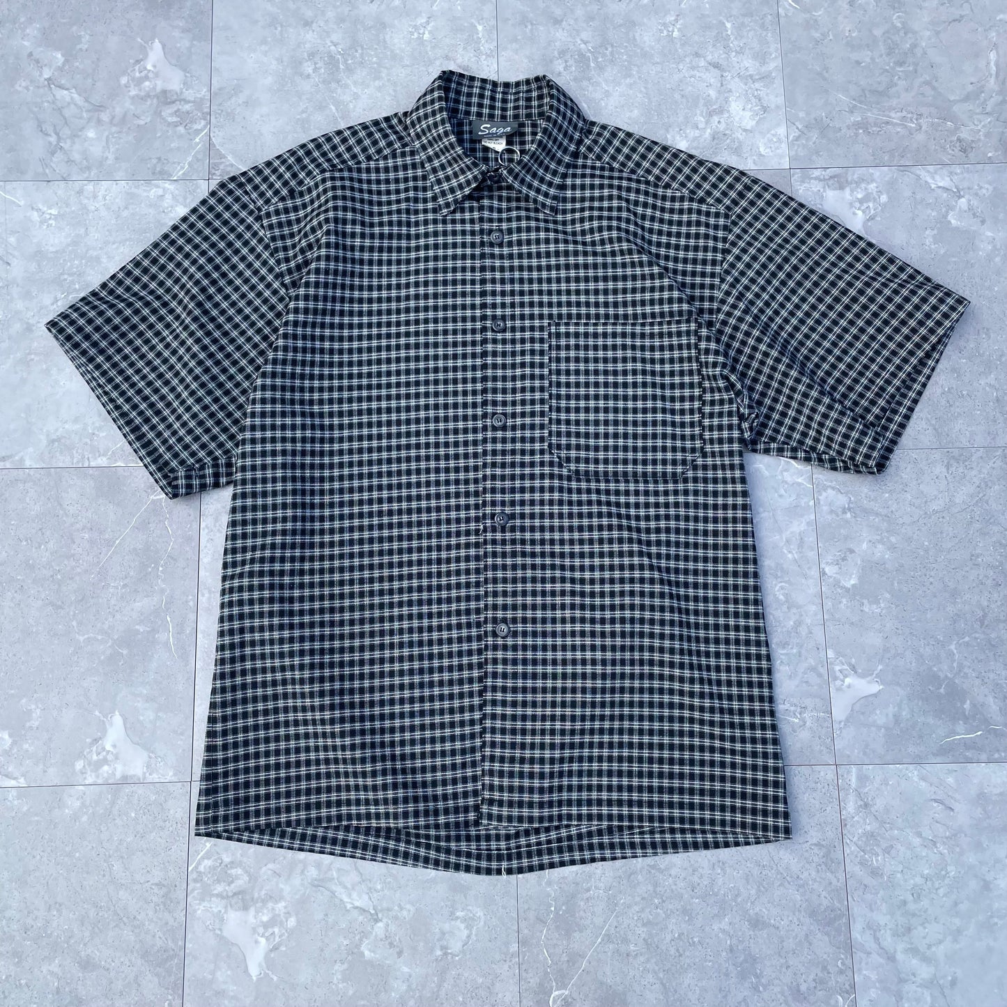 90s Saga Made in USA Checkered Short Sleeve Shirt KiiChain Clothing