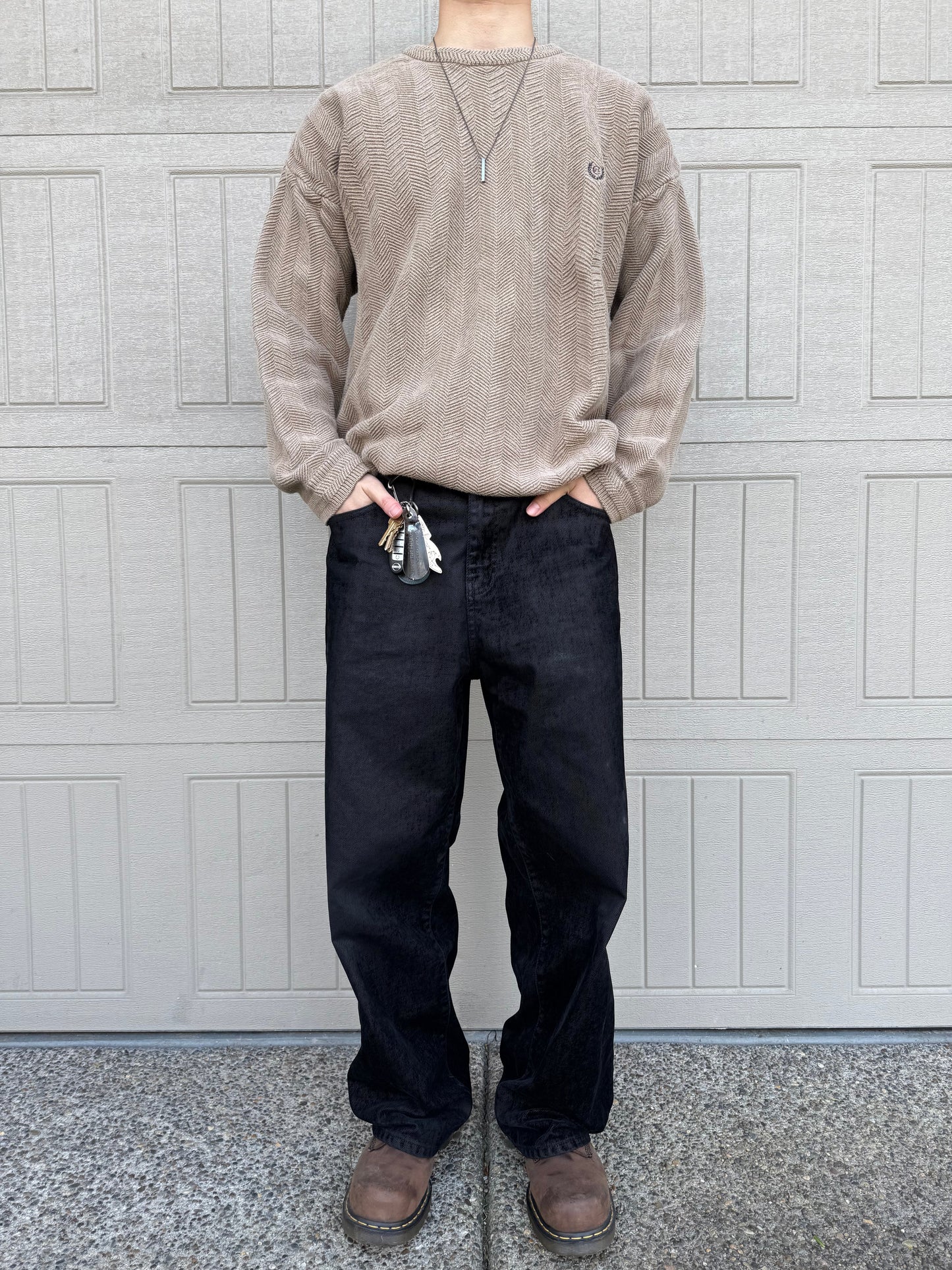 90s Chaps Ralph Lauren Brown/Beige “Hand Framed” Herringbone Knit Sweater KiiChain Clothing