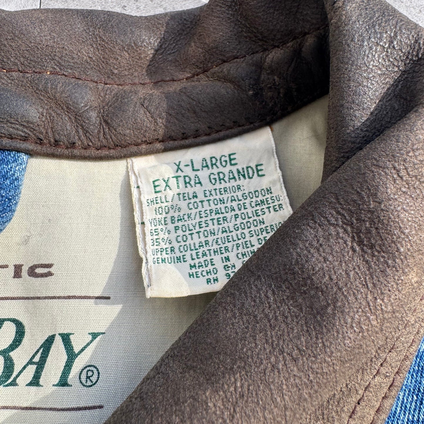 90s St. John's Bay Leather Collar Denim Jacket KiiChain Clothing
