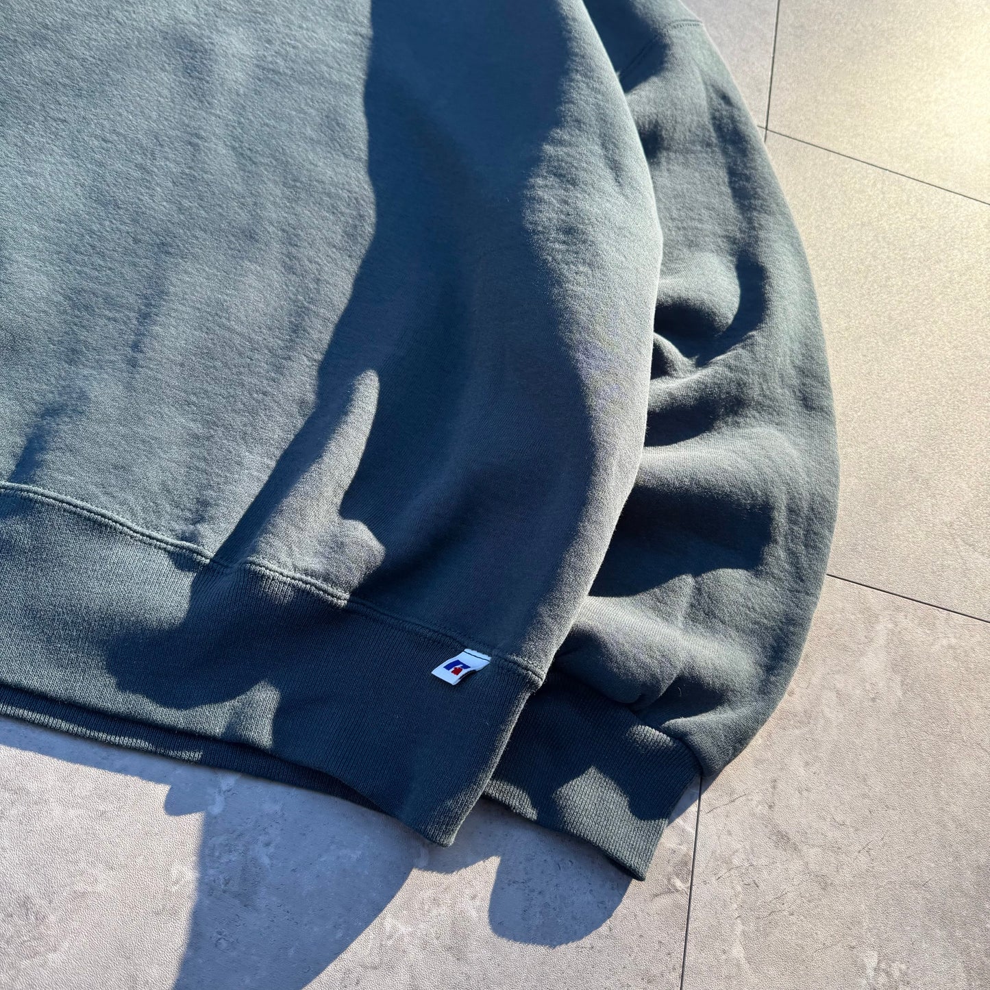 90s Russell Athletic Made in USA Grey/Green Blank Sweatshirt KiiChain Clothing