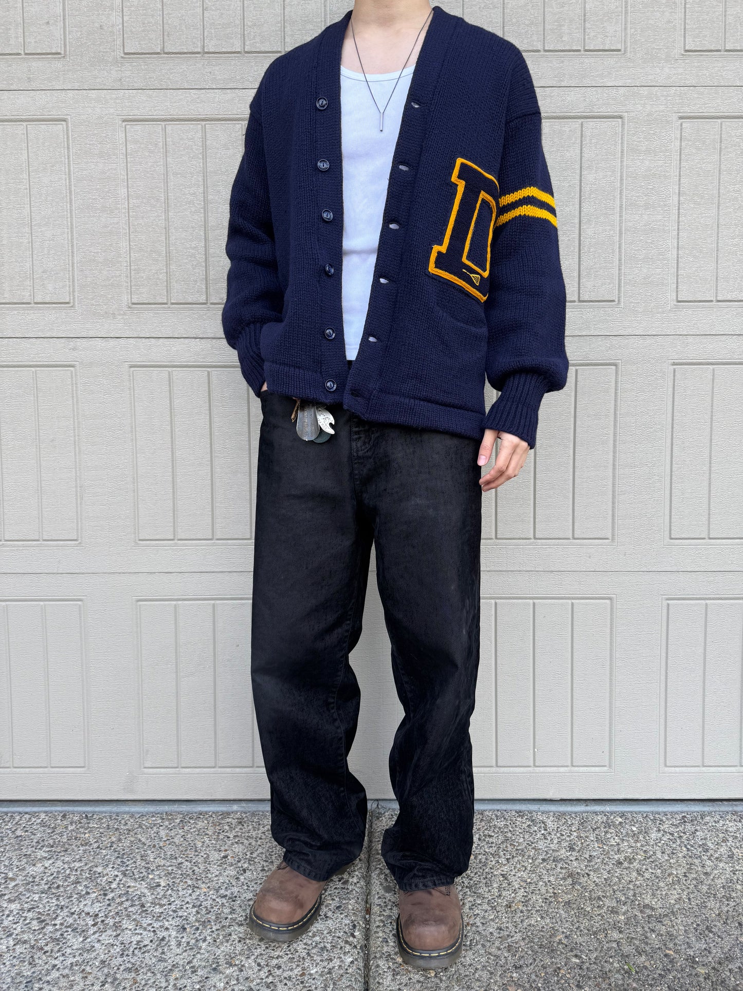 70s Vintage Varsity Lettered Wool Cardigan KiiChain Clothing