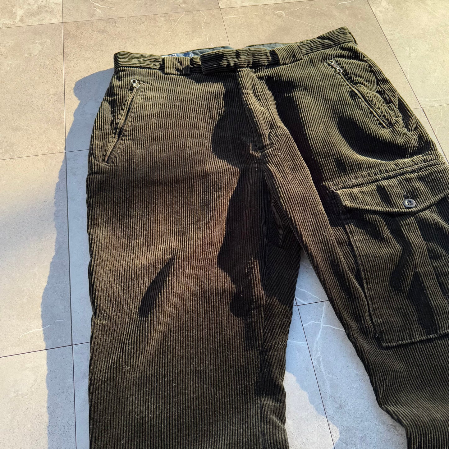 00s Polo by Ralph Lauren Black Corduroy Cargo Pants 33x34 KiiChain Clothing