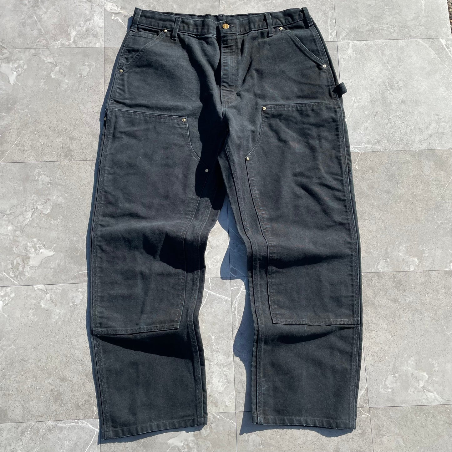 90s-00s Carhartt Made in USA Black Double Knee Work Pants 38x34 KiiChain Clothing