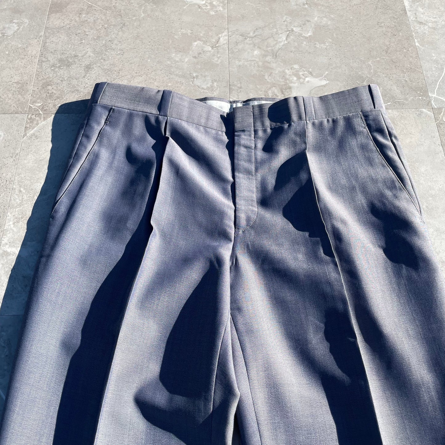 80s Unknown 1988 Custom Tailored Light Blue Made in England Pleated Slacks KiiChain Clothing