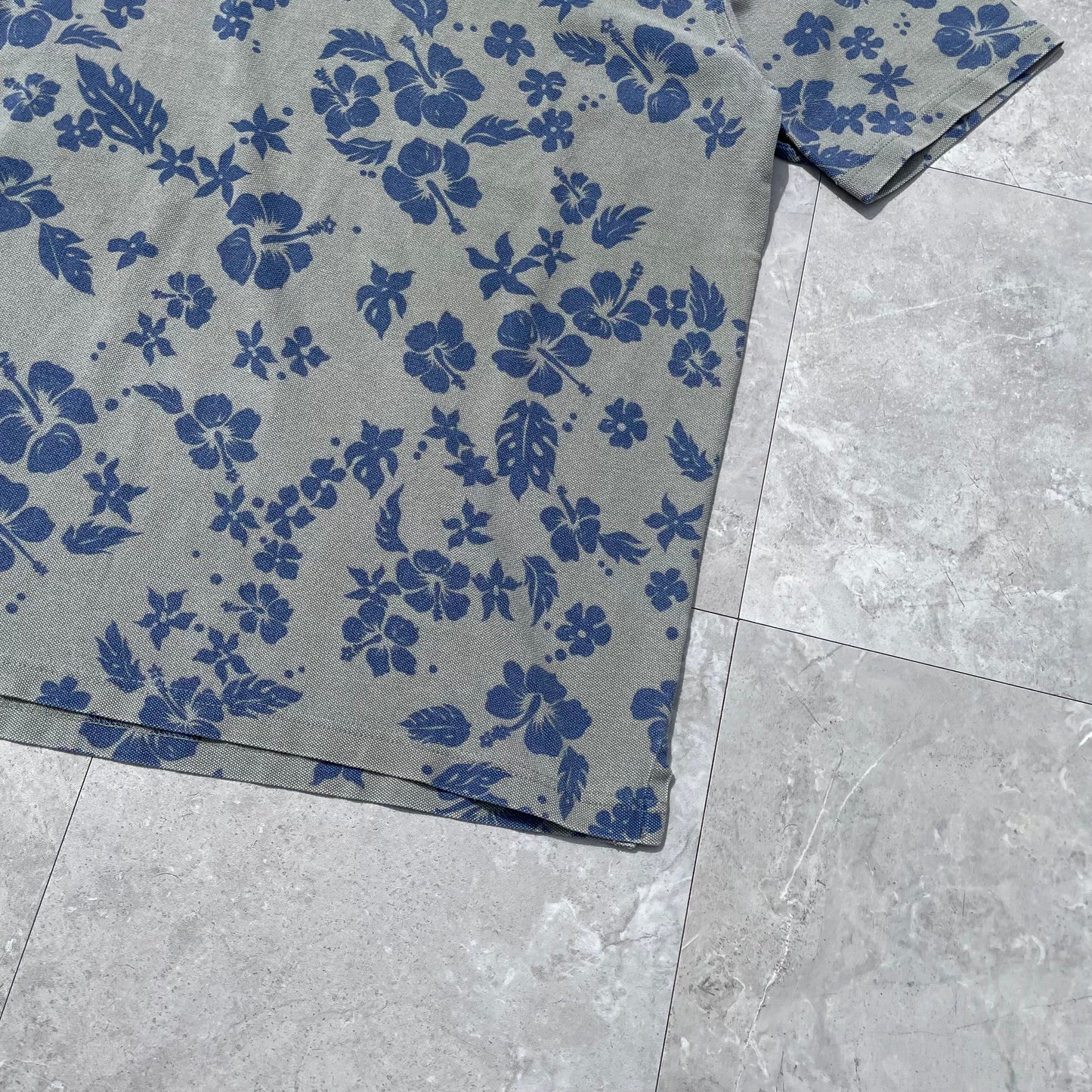 90s Lands’ End Flower Pattern Polo Shirt KiiChain Clothing