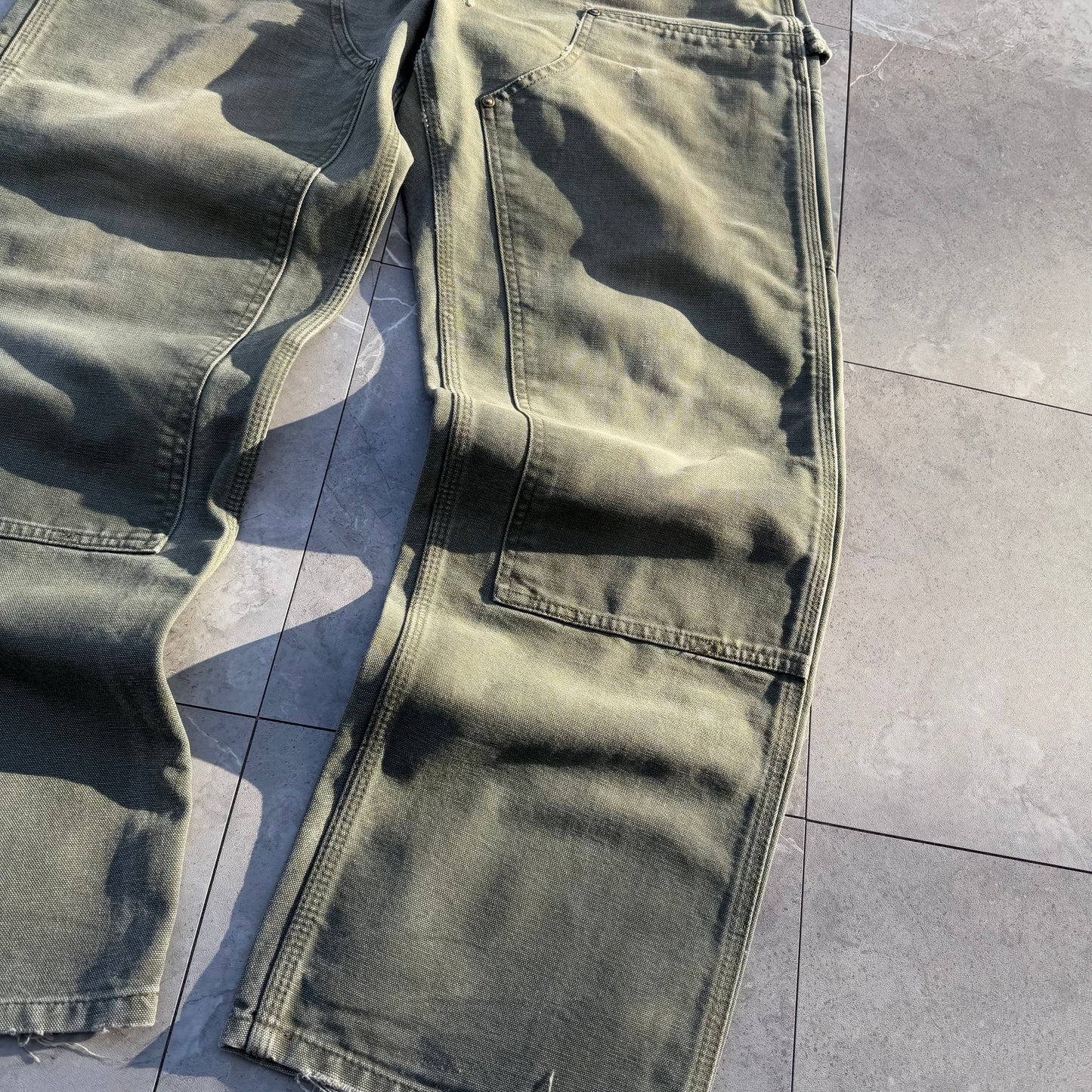 90s-00s Carhartt Moss Green Double Knee Work Pants 32x32
