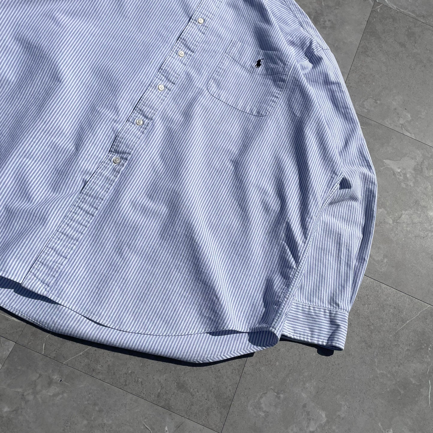90s-00s Ralph Lauren “Big Shirt Blue Striped Shirt KiiChain Clothing
