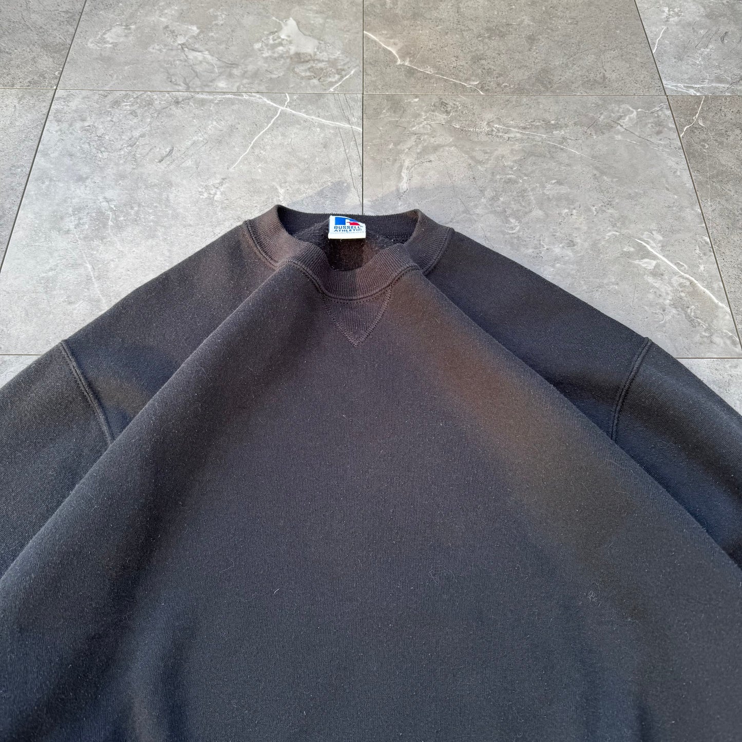90s Russell Athletic Made in USA Black Blank Sweatshirt KiiChain Clothing
