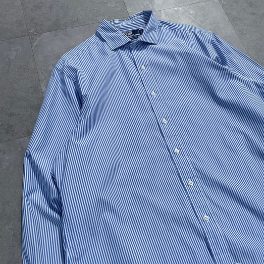 90s Ralph Lauren Logo-Free Blue Striped Shirt KiiChain Clothing