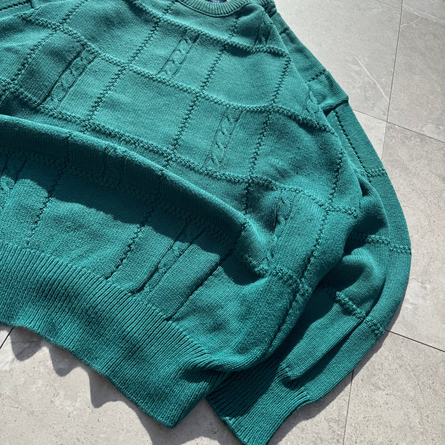 90s Towncraft Made in USA Green Cotton Design Knit