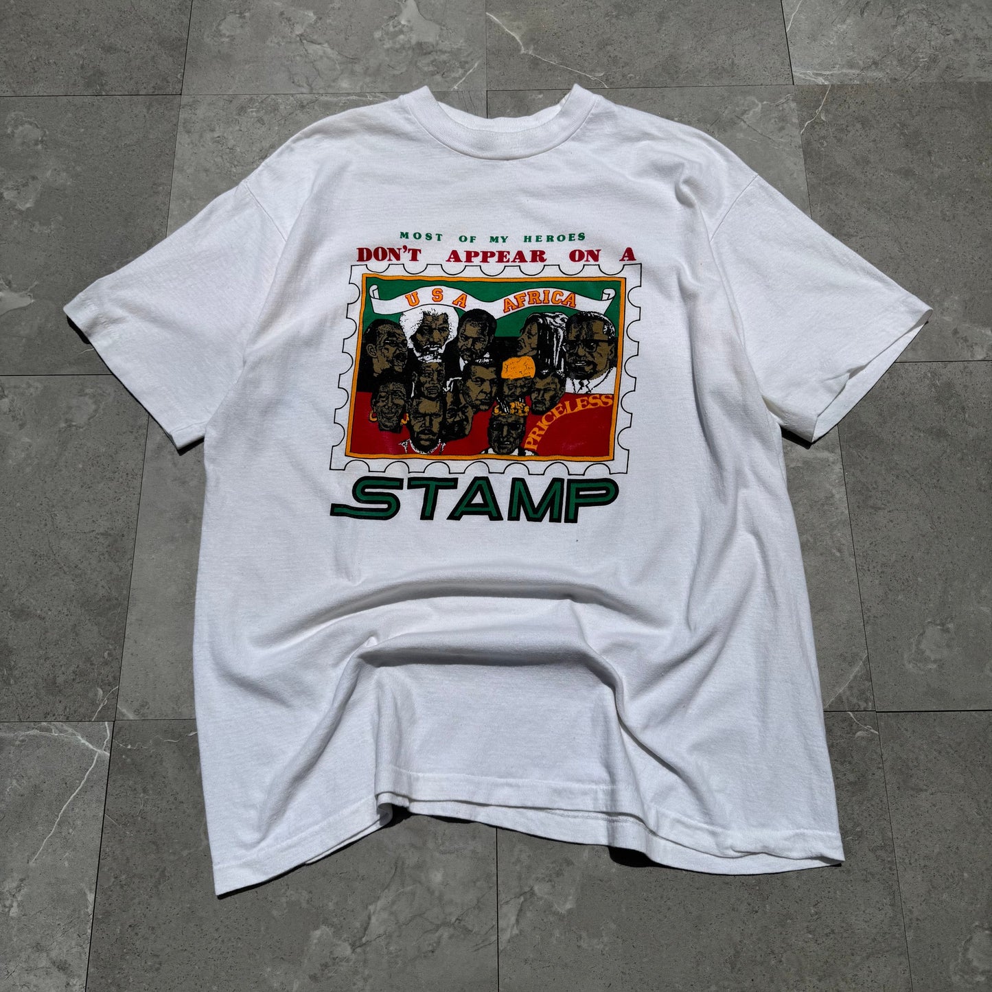 80s-90s Unknown USA Africa Stamp Single Stitch Tee KiiChain Clothing