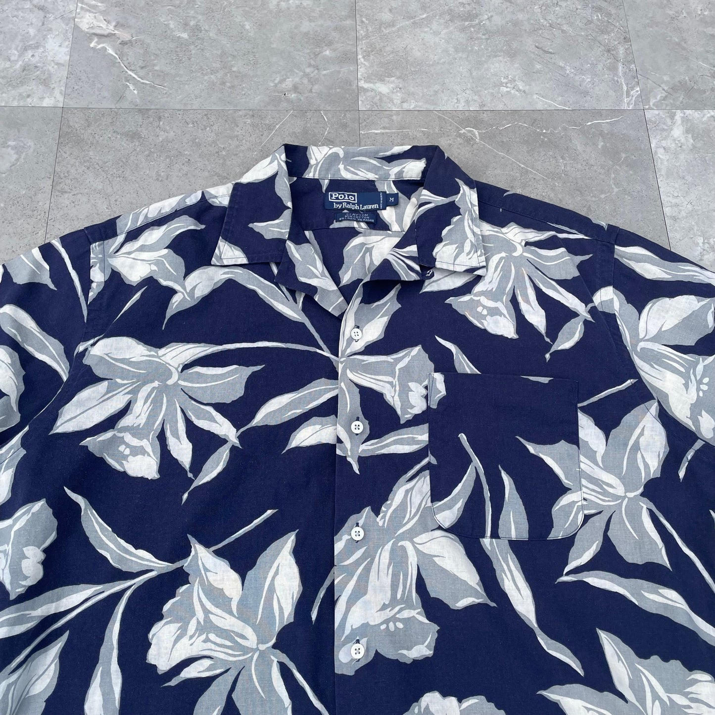 90s Ralph Lauren Clayton Navy Lilly Floral Hawaiian Shirt KiiChain Clothing
