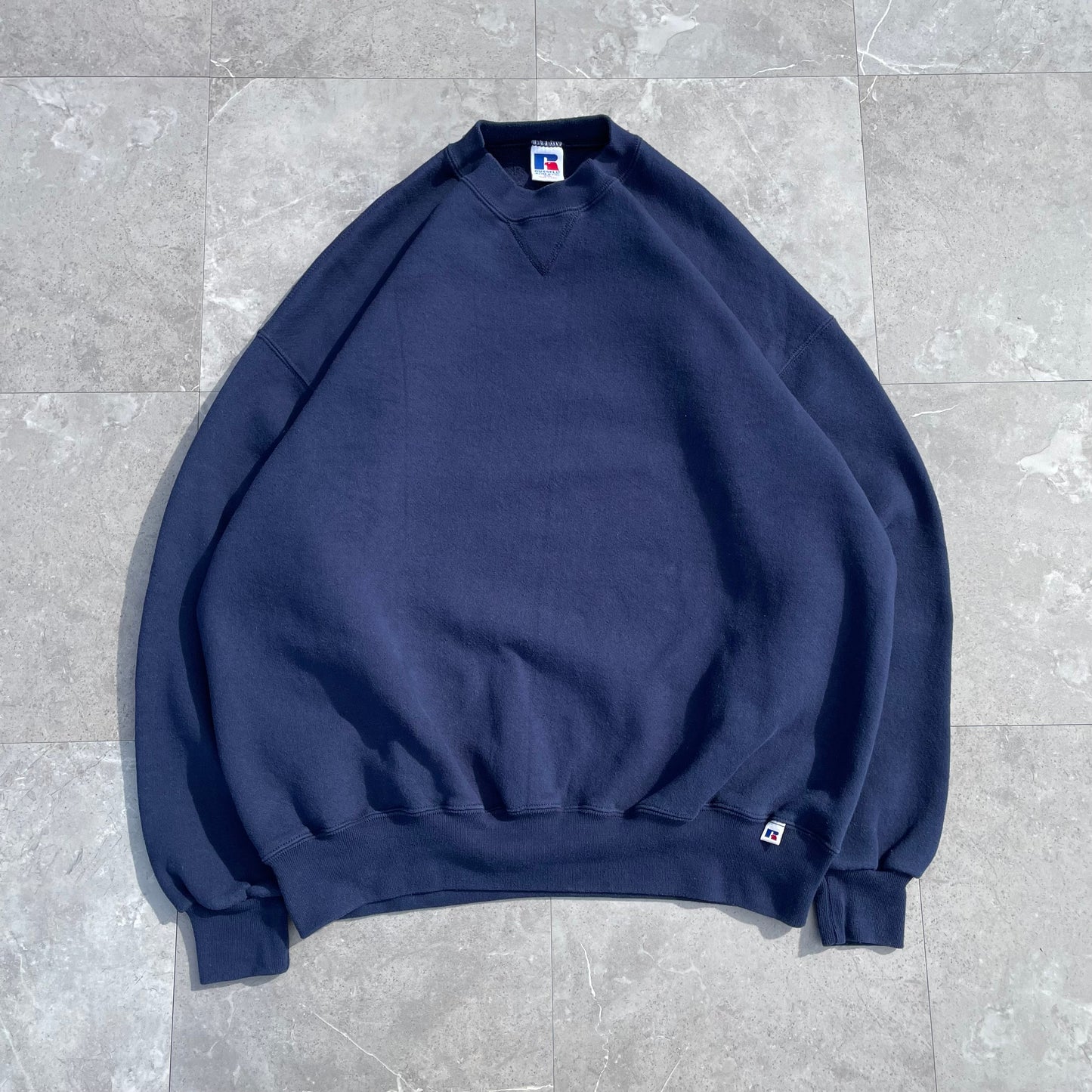 90s Russell Athletic Made in USA Blank Navy Crewneck KiiChain Clothing